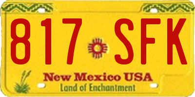 NM license plate 817SFK