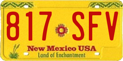 NM license plate 817SFV