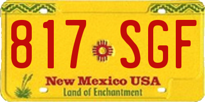 NM license plate 817SGF