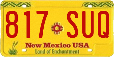 NM license plate 817SUQ