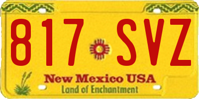 NM license plate 817SVZ