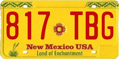 NM license plate 817TBG