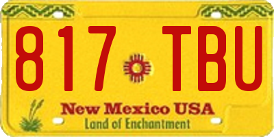 NM license plate 817TBU