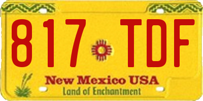 NM license plate 817TDF