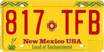 NM license plate 817TFB