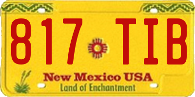 NM license plate 817TIB