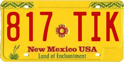 NM license plate 817TIK