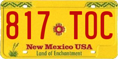 NM license plate 817TOC