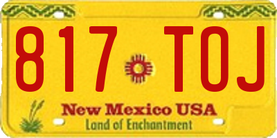 NM license plate 817TOJ