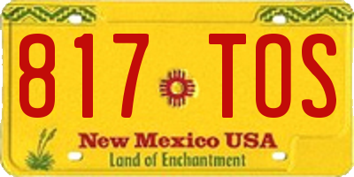 NM license plate 817TOS