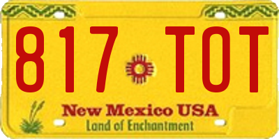 NM license plate 817TOT