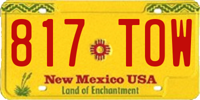 NM license plate 817TOW