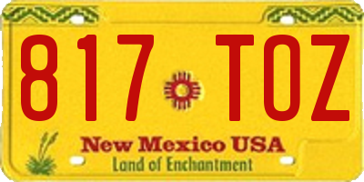 NM license plate 817TOZ