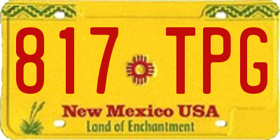 NM license plate 817TPG