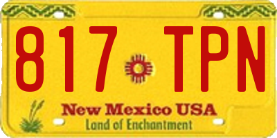 NM license plate 817TPN