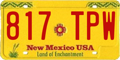 NM license plate 817TPW