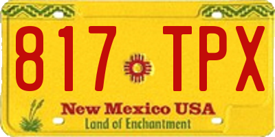 NM license plate 817TPX