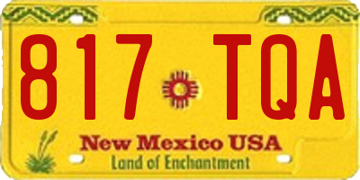 NM license plate 817TQA