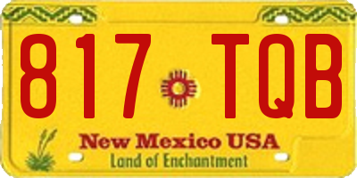 NM license plate 817TQB