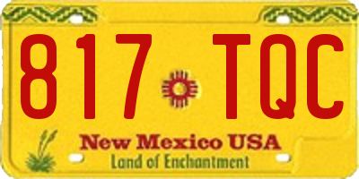 NM license plate 817TQC