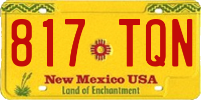 NM license plate 817TQN