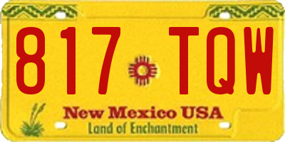 NM license plate 817TQW