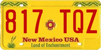 NM license plate 817TQZ