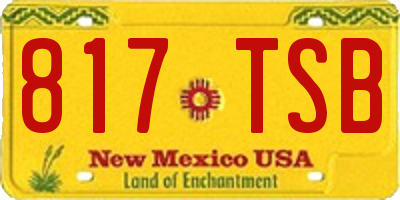 NM license plate 817TSB