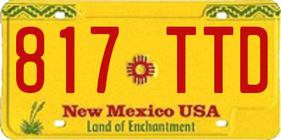NM license plate 817TTD