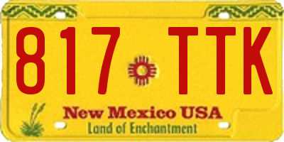 NM license plate 817TTK
