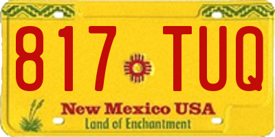 NM license plate 817TUQ
