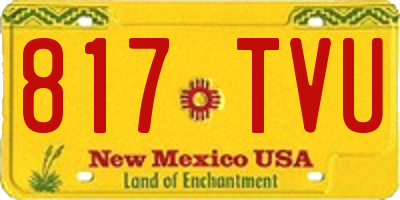NM license plate 817TVU