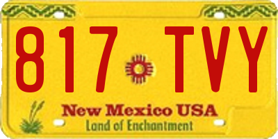 NM license plate 817TVY
