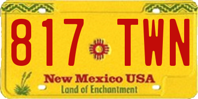NM license plate 817TWN