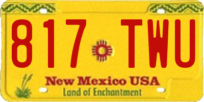 NM license plate 817TWU