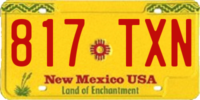NM license plate 817TXN