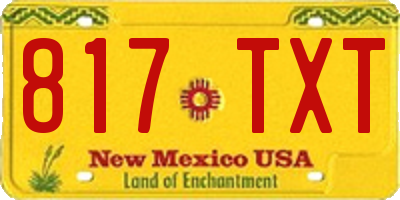 NM license plate 817TXT