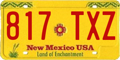 NM license plate 817TXZ