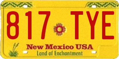 NM license plate 817TYE