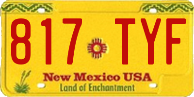 NM license plate 817TYF