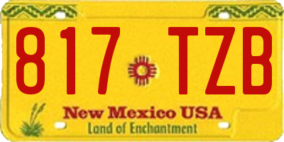 NM license plate 817TZB