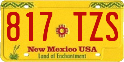 NM license plate 817TZS