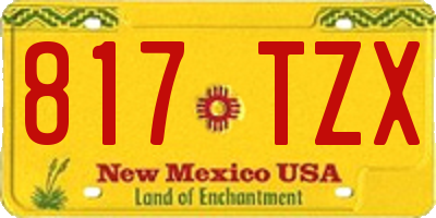 NM license plate 817TZX