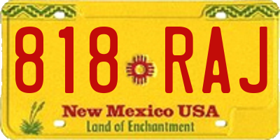 NM license plate 818RAJ