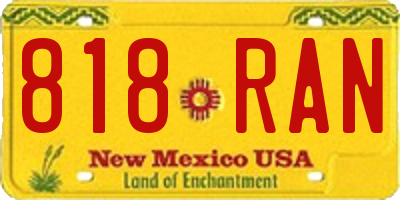 NM license plate 818RAN