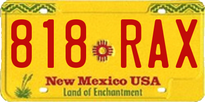 NM license plate 818RAX
