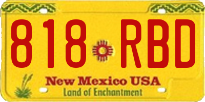 NM license plate 818RBD