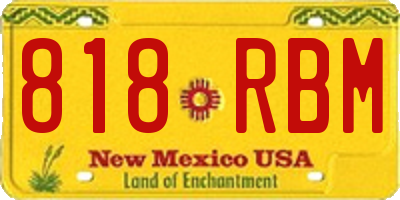 NM license plate 818RBM