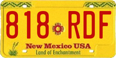 NM license plate 818RDF