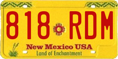 NM license plate 818RDM